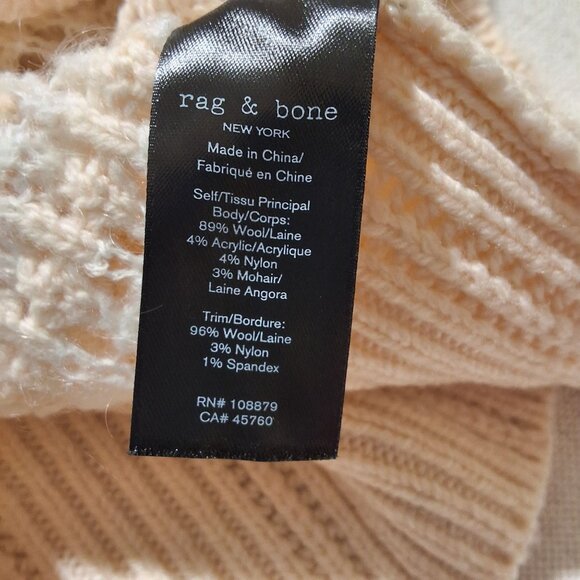 Rag & Bone Womens Lo Pointelle-Knit Wool Blend Sweater Sz L  Natural Minimalist - Picture 6 of 8